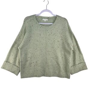 Blu Pepper Mint Green Confetti Speckled Knit Crew Neck Sweater Womens Large L